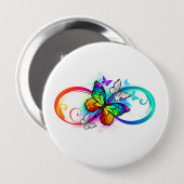 Badge Rond 10 Cm Bright infinity with rainbow butterfly (Devant & derrière)