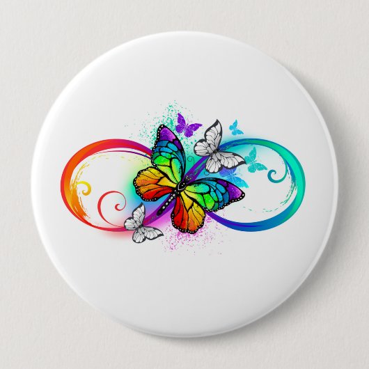 Badge Rond 10 Cm Bright infinity with rainbow butterfly (Devant)