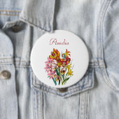 Badge Rond 10 Cm Broche Gladioli personnalisée (En situation)
