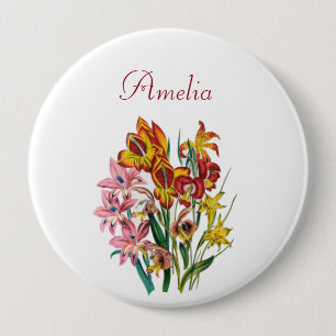 Badge Rond 10 Cm Broche Gladioli personnalisée