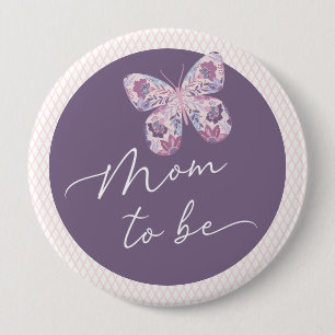 Badge Rond 10 Cm Butterfly Baby shower Maman à être bouton