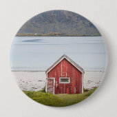 Badge Rond 10 Cm Cabine rouge Ramberg Lofoten (Devant)