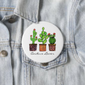 Badge Rond 10 Cm Cactus mignon d'aquarelle dans des pots (En situation)