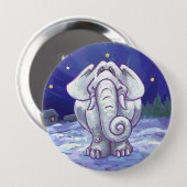 Badge Rond 10 Cm Cadeau Eléphant blanc mignon (Devant & derrière)