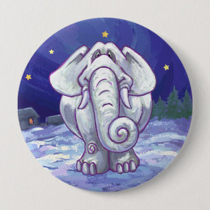 Badge Rond 10 Cm Cadeau Eléphant blanc mignon