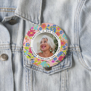 Badge Rond 10 Cm Cadre photo mémorial Pretty Wildflower avec texte