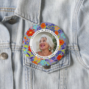 Badge Rond 10 Cm Cadre photo mémoriel de fleur sauvage lumineuse av