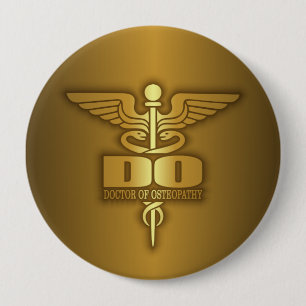 Badge Rond 10 Cm Caducée d'or (FAITES)