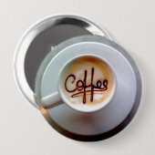 Badge Rond 10 Cm Café tasse et soucoupe café latte (Devant & derrière)