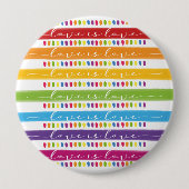 Badge Rond 10 Cm Calligraphie L'amour est l'amour Rainbow Pride (Devant)