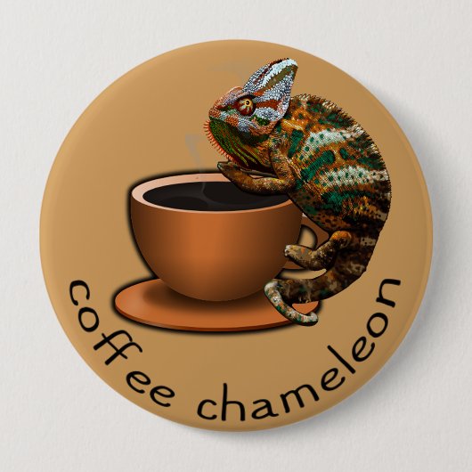 Badge Rond 10 Cm Caméléon de café (Devant)