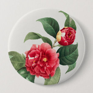 Badge Rond 10 Cm Camélia panaché, Pierre-Joseph Redouté, 1833