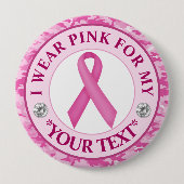 Badge Rond 10 Cm Camouflage Ribbon Breast Cancer Awareness Design (Devant)