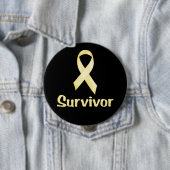 Badge Rond 10 Cm Cancer Survivant Jaune (En situation)