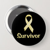Badge Rond 10 Cm Cancer Survivant Jaune (Devant & derrière)