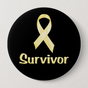 Badge Rond 10 Cm Cancer Survivant Jaune
