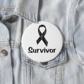 Badge Rond 10 Cm Cancer Survivant Noir (En situation)