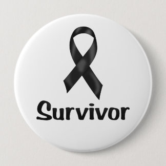 Badge Rond 10 Cm Cancer Survivant Noir
