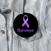 Badge Rond 10 Cm Cancer Survivant Purple (En situation)
