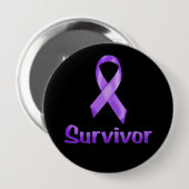 Badge Rond 10 Cm Cancer Survivant Purple (Devant & derrière)