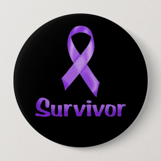 Badge Rond 10 Cm Cancer Survivant Purple (Devant)