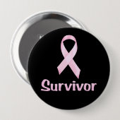 Badge Rond 10 Cm Cancer Survivant rose (Devant & derrière)