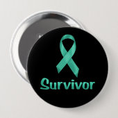 Badge Rond 10 Cm Cancer Survivant Turquoise (Devant & derrière)