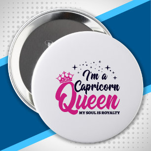 Badge Rond 10 Cm Capricorne Anniversaire Queen Zodiac Signal Pource