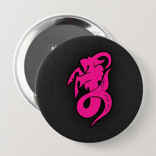 Badge Rond 10 Cm Capricorne rose chaud (Devant & derrière)