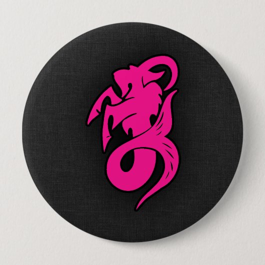 Badge Rond 10 Cm Capricorne rose chaud (Devant)