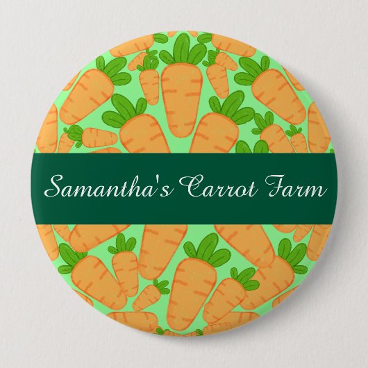 Badge Rond 10 Cm Carottes Oranges Et Vertes (Devant)