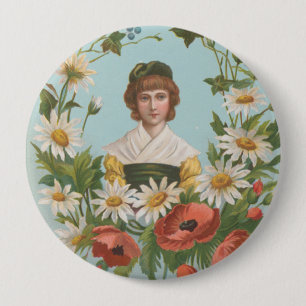 Badge Rond 10 Cm Carte de la Saint-Valentin allemande rétro kitsch,