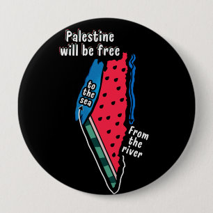 Badge Rond 10 Cm carte graphique de la pastèque palestine colorée