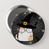 Badge Rond 10 Cm Carton mignon Halloween Chat avec lunettes (Devant & derrière)