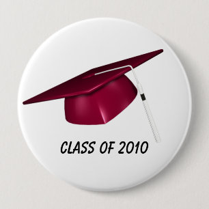 Badge Rond 10 Cm Casquette rouge d'obtention du diplôme des textes