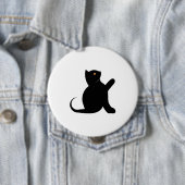 Badge Rond 10 Cm Cat dit bonjour (En situation)