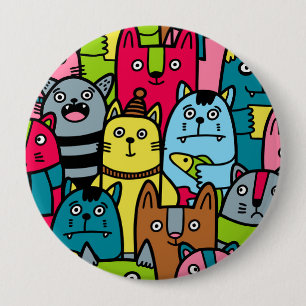 Badge Rond 10 Cm Cat et kitten