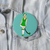 Badge Rond 10 Cm Catgirl de Noël verte (En situation)