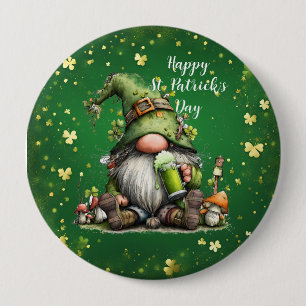Badge Rond 10 Cm Célébration de gnome de la St-Patrick fantaisiste