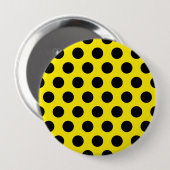 Badge Rond 10 Cm Cercles noirs sur Arrière - plan jaune (Devant & derrière)
