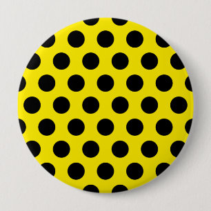 Badge Rond 10 Cm Cercles noirs sur fond jaune