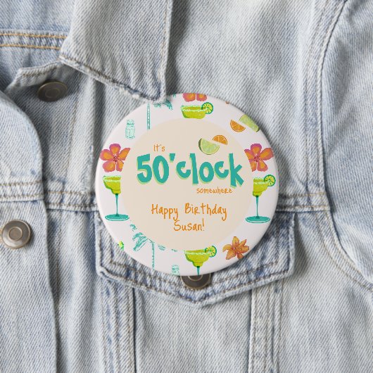 Badge Rond 10 Cm C'est 50 heures Thème de fête (En situation)