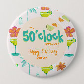 Badge Rond 10 Cm C'est 50 heures Thème de fête (Devant)