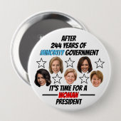 Badge Rond 10 Cm C'est l'heure d'un président féminin (Devant & derrière)