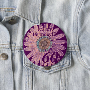 Badge Rond 10 Cm C'est mon anniversaire ! ! Fleur Anniversaire pers
