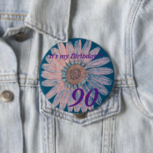 Badge Rond 10 Cm C'est mon anniversaire ! ! Fleur Anniversaire pers