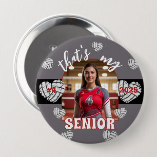 Badge Rond 10 Cm C'est mon bouton Senior Volleyball Player