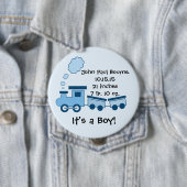 Badge Rond 10 Cm C'est un garçon ! Train Button Blue Choo Choo (En situation)