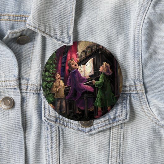 Badge Rond 10 Cm Chant de Noël le long (En situation)