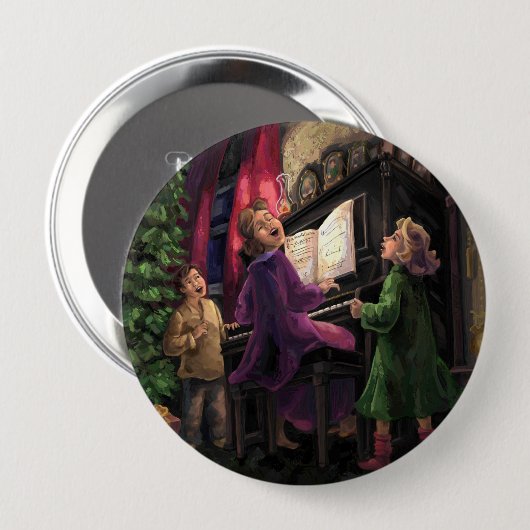 Badge Rond 10 Cm Chant de Noël le long (Devant & derrière)